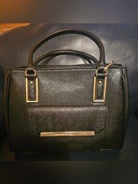 Anne Klein Black Satchel with Gold Accents